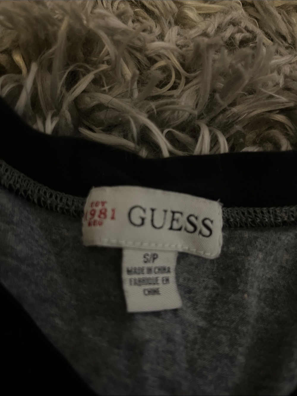 GUESS Grey Tee with Black Trim & Logo - Picture 2 of 2